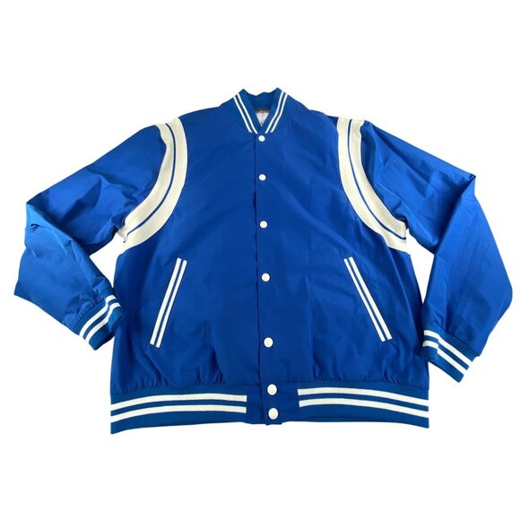 Saks Fifth Avenue Varsity Jacket Modern Italy Mens Large Blue